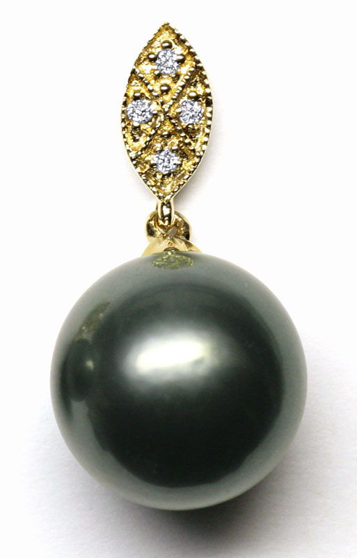 Foto 2 - Original 11,1mm Tahiti Perlen Brillantohrgehänge, S1051