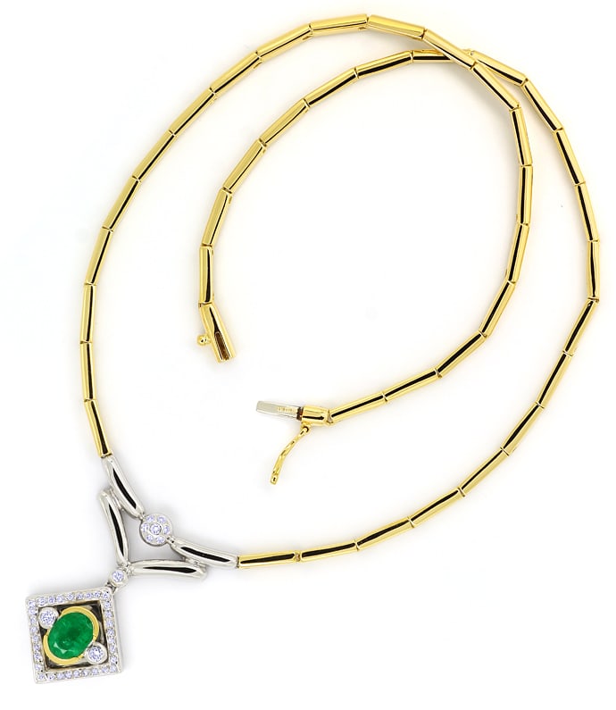 Foto 4 - Collier mit Spitzen Smaragd und Diamanten in 750er Gold, S1457