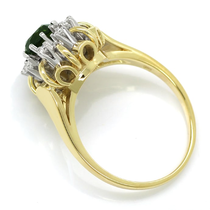 Foto 3 - Damen Goldring grüner Turmalin in einem Diamanten Kranz, S1681
