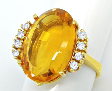 Foto 1 - Diamant-Brillant Citrin Ring, 14K Gelbgold, S6463