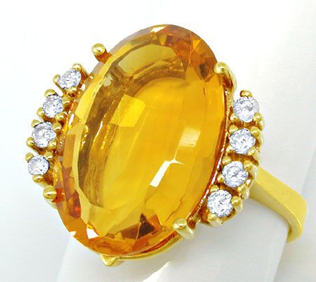 Foto 2 - Diamant-Brillant Citrin Ring, 14K Gelbgold, S6463
