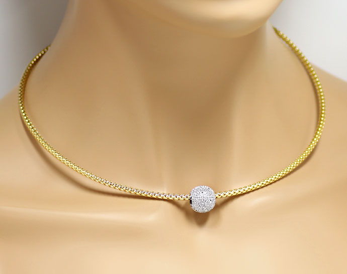 Foto 4 - Diamantenkugel in Weißgold an Gelbgold Himbeer Halsreif, S9893